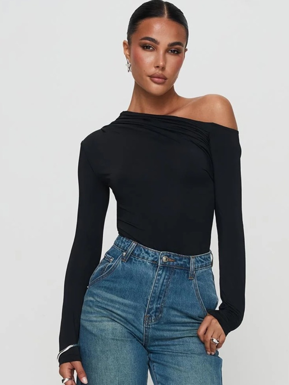 Princess Polly Antilles One Shoulder Bodysuit Black